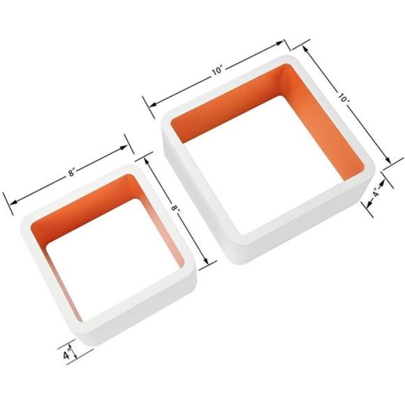 Set of 2 Cube Floating Shelves, Wood Wall Shelves for Home Decoration, Storage - Picture 7 of 7